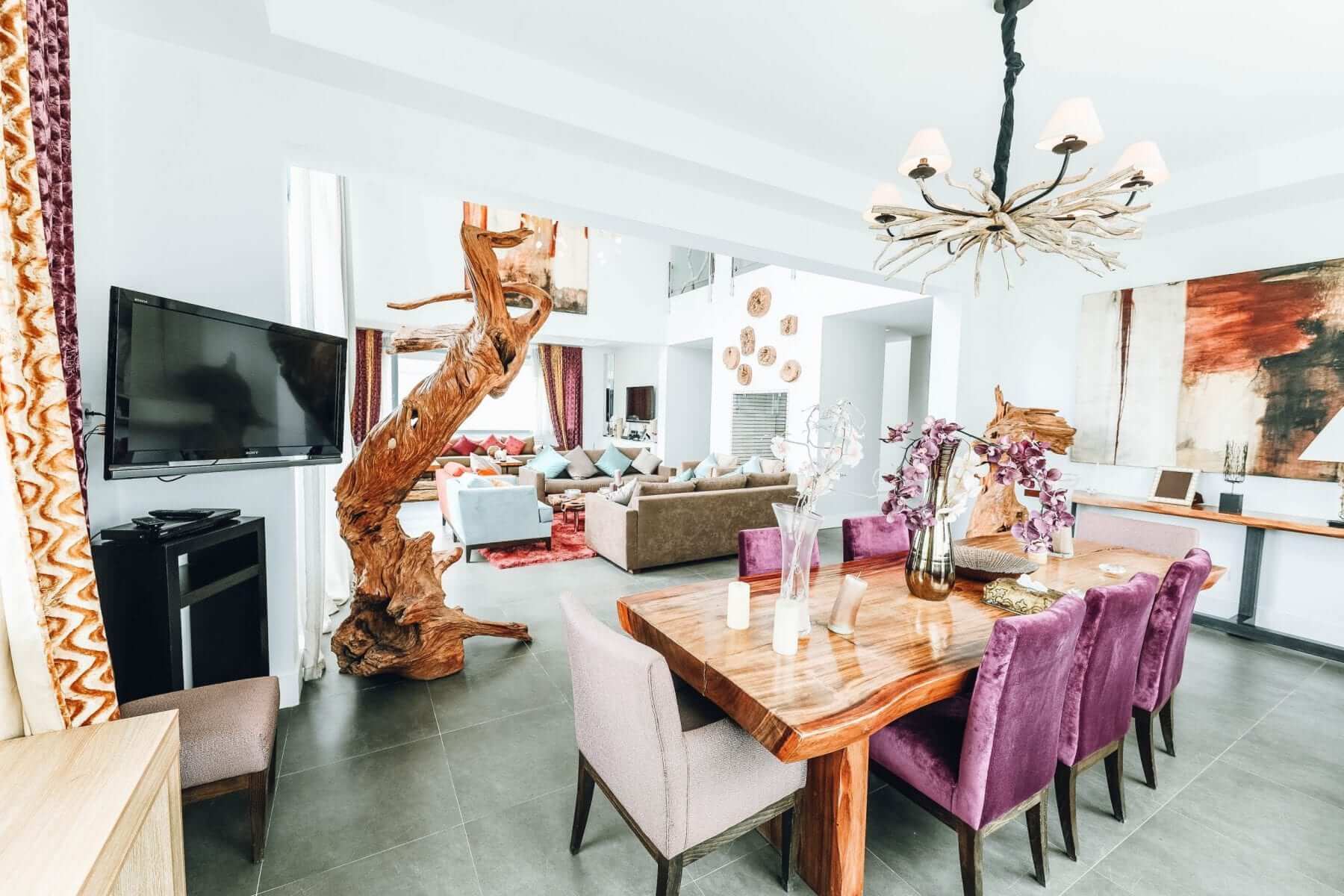 brown wooden dining table